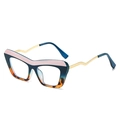 Montatura occhiali cat-eye rosa blu e tartarugati con stanghette dorate a onda - Montatura Rosa-Blu (C2)