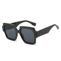 Occhiali da sole squadrati oversize classici in nero lucido con lenti grigio scuro - Montatura Nera Lenti Grigie