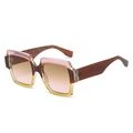 Occhiali da sole quadrati rétro oversize con montatura glitterata e sfumata - Montatura Rosa Gialla Lenti Marrone Rosa