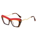 Montatura cat eye rossa e tartarugata con aste in metallo dorato dal design ondulato - Montatura Leopardo Rosso (C3)