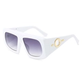 Fashion oversized sunglasses with white frames and gradient purple lenses for women - White Frame Gray Lens