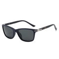 Men's polarized rectangular sunglasses with grey frames and silver arrow metal temple accents - Regular / Matte Blue Frame Grey Lens