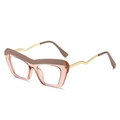 Pink cat-eye blue light blocking glasses with unique gold wavy metal temples - Champagne Frame (C5)