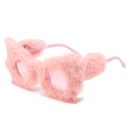 Occhiali da sole a farfalla rosa con bordo in peluche e lenti trasparenti alla moda - Regolare / Pelliccia Rosa