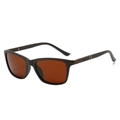 Classic square polarized sunglasses with dark brown frames and metallic temple accents - Regular / Tea Frame Tea Lens