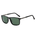 Men's polarized square sunglasses with glossy black frame and dark green lenses - Regular / Bright Black Frame Dark Green Lens