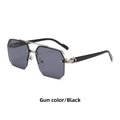 Lunettes aviateur carrées sans monture en couleur canon et noir avec double pont - Standard / Monture Argent Verres Gris