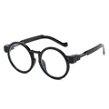 Classic round oversized sunglasses with glossy black frames and subtle blue lenses - Regular / Standard (Incl. 13% VAT) Black Frame Clear Lenses