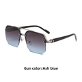Lunettes aviateur carrées demi-cerclées avec monture en métal et verres dégradés bleu-violet - Standard / Monture Argent Verres Bleu Gris
