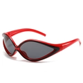 Occhiali da sole cat-eye rossi con accenti neri e stile sportivo futuristico Y2K - Montatura Rossa Lenti Grigie