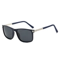 Lunettes de soleil polarisées pour hommes avec monture bleu foncé et branches en métal - Standard / Lunettes standard - Monture bleu mat verres gris