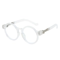Retro round oversized sunglasses with translucent frosted white frames and metal hinges - Transparent Frame Clear Lens