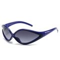 Occhiali da sole sportivi futuristici con montatura blu e lenti grigie - Montatura Blu Lenti Grigio Sfumato
