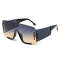 Fashionable oversized wrap around shield sunglasses with gradient lenses and black frame - Regular / Standard (Incl. 13% VAT) Black Legs Grey Yellow Lenses