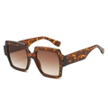 Occhiali da sole quadrati tartarugati alla moda con lenti sfumate color tè - Montatura Leopardata Lenti Marroni Sfumate