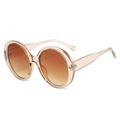 Modische Oversize-Rundsonnenbrille mit champagnerfarbenem Rahmen und braunem Verlauf - Normal / Champagner Rahmen Doppeltee Linse