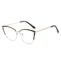 Montura de gafas cat eye en metal dorado con detalles bicolor negro y rojo - Negro Rojo Dorado