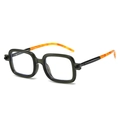 Retro-Quadrat-Sonnenbrille mit dunkelgrünem Rahmen und bernsteinfarbenen Bügeln - Transparent Grün Rahmen