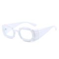 Trendy white puffy square frame glasses with wave edges and blue tinted lenses - Standard White Frames / White Film (blue Light Protection)