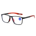 Occhiali da lettura anti-luce blu con montatura TR90 nera e rossa a 45 gradi - +1.00 Diottria / Montatura Nero e Rosso