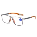 Occhiali da lettura TR90 anti luce blu grigio arancio con gradazione +2,50, sfondo bianco - +1.00 Diottria / Grigio Trasparente