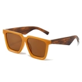 Square oversized sunglasses with vibrant yellow frame and tortoise temples - Tea Frame Tea Lens