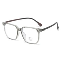 Occhiali anti luce blu con montatura quadrata grigio trasparente e cerniera in metallo - Montatura Grigio Trasparente con Astine Rosso Sabbia