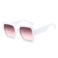 White square frame sunglasses with pink gradient lenses in a retro minimalist style - White Frame Grey Pink Lens