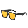 Fashionable oversized square sunglasses with black glossy frames and yellow tinted lenses - Black Frame Orange Yellow Lens