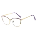 Montura de gafas cat eye de metal en oro y púrpura con lentes anti-luz azul - Violeta Blanco Dorado