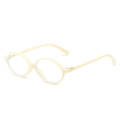 Lunettes de soleil ovales crème à verres bleu clair avec détails en métal doré chic - Standard / Régulier (TVA de 13 % incluse) monture blanc cassé verres clairs