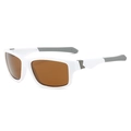 Square outdoor sports sunglasses with white frame and brown polarized lenses - Regular / White Frame Brown Lens