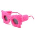 Occhiali da sole cat-eye in ecopelliccia rosa brillante con lenti scure stile hip-hop - Regolare / Peloso Rosa Rosso