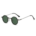 Retro Steampunk Sonnenbrille rund mit dunkelgrünen Gläsern und schwarzem Rahmen - Normal / Schwarzer Rahmen Dunkelgrüne Linsen