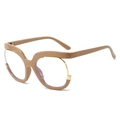 Monture de lunettes demi-cerclée kaki et dorée avec verres anti-lumière bleue - Monture Kaki
