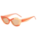 Cat eye sunglasses with orange gradient frames and 3D winged side details - Regular / Orange Red Frame Champagne Lens