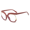 Monture de lunettes demi-cerclée rouge et dorée avec verres anti-lumière bleue - Monture rouge foncé rosâtre
