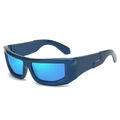 Futuristische sportzonnebril met diepblauw montuur en blauwe gespiegelde glazen - Blauw Frame / Blauwe Lenzen