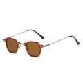 Retro hip hop sunglasses with tortoiseshell round hexagonal frames and brown lenses - Regular / Regular (Inc. 13% VAT) Brown Frame Solid Brown Lenses