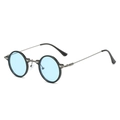 Steampunk-Rundsonnenbrille mit schwarzem Rahmen und hellblauen Gläsern - Normal / Schwarzer Rahmen Blaue Gläser