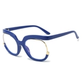 Monture de lunettes demi-cerclée bleue avec accents dorés et verres transparents - Cadre Bleu