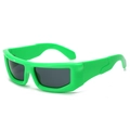 Neon green sports sunglasses with thick frames and dark grey lenses for a futuristic look - Green Frame Grey Lens