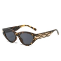 Occhiali da sole retrò cat-eye con montatura tartarugata scura e dettagli in metallo dorato - Regolare / Montatura Leopardata Lenti Grigie