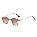 Punk small round tortoiseshell frame sunglasses with gradient brown lenses and silver legs - Regular / Standard (Incl. 13% VAT) Leopard Frame & Double Tea Lenses