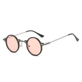 Retro Steampunk Sonnenbrille mit schwarzem Rundrahmen und rosa Gläsern für Damen - Normal / Schwarzer Rahmen Rosa Gläser