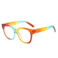 Retro oval sunglasses with a rainbow gradient frame and premium polished finish - Regular / Standard - Rainbow Frame with Clear Lens