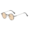 Steampunk Rund-Sonnenbrille mit transparentem grauem Rahmen und bernsteinfarbenen Gläsern - Normal / Grauer Rahmen Helltee Linse