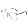 Occhiali anti luce blu quadrati con montatura grigia trasparente e stanghette nere - Montatura Grigio Trasparente con Astine Nere