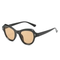 Vintage Katzenaugen Sonnenbrille mit schwarzem Rahmen und hellorangen Gläsern - Normal / Schwarzer Rahmen Champagner Linsen
