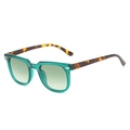 Gafas de sol vintage cuadradas con montura verde y patillas en carey elegante - Montura Verde Transparente Lente Verde